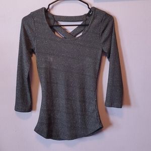 Love J Sparkly Top – Criss-Cross Back – 3/4 Sleeve – Size S